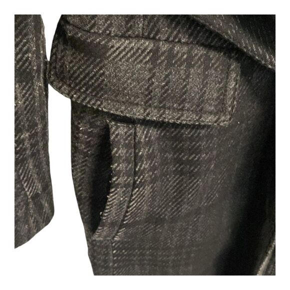 80% wool warm plaid check trench coat as seen on Kate Middleton size L - Picture 9 of 11